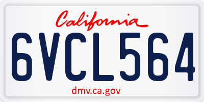 CA license plate 6VCL564
