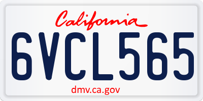 CA license plate 6VCL565