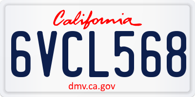 CA license plate 6VCL568