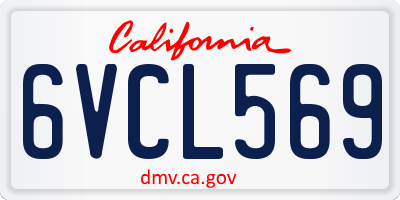 CA license plate 6VCL569