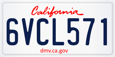 CA license plate 6VCL571