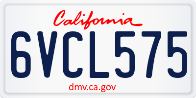 CA license plate 6VCL575