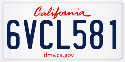 CA license plate 6VCL581