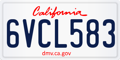 CA license plate 6VCL583
