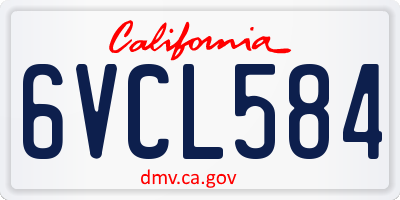 CA license plate 6VCL584