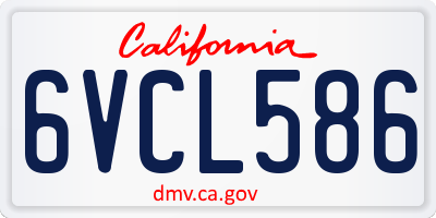 CA license plate 6VCL586