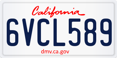 CA license plate 6VCL589