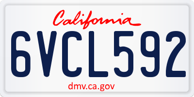 CA license plate 6VCL592