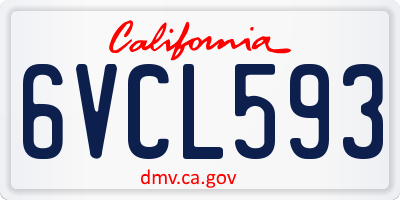 CA license plate 6VCL593