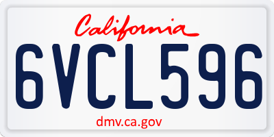 CA license plate 6VCL596