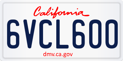CA license plate 6VCL600