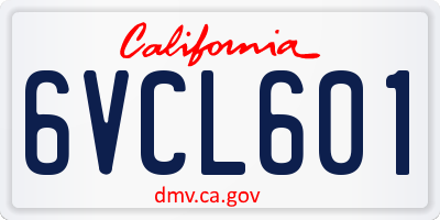 CA license plate 6VCL601