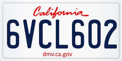 CA license plate 6VCL602