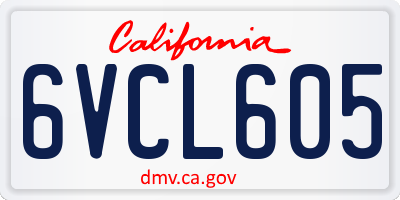 CA license plate 6VCL605