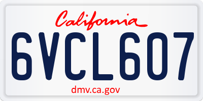CA license plate 6VCL607