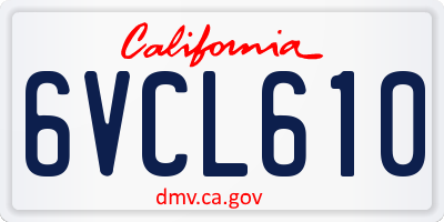 CA license plate 6VCL610