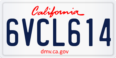 CA license plate 6VCL614