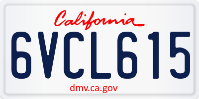 CA license plate 6VCL615