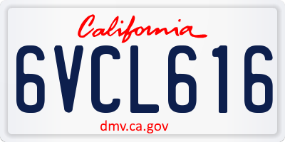 CA license plate 6VCL616