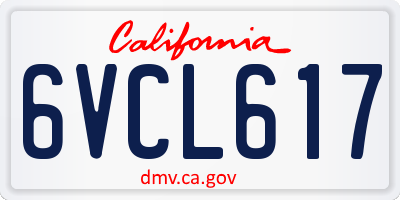 CA license plate 6VCL617
