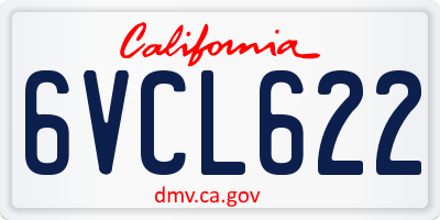 CA license plate 6VCL622