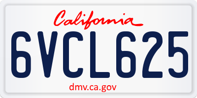 CA license plate 6VCL625