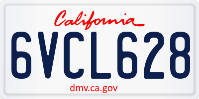 CA license plate 6VCL628