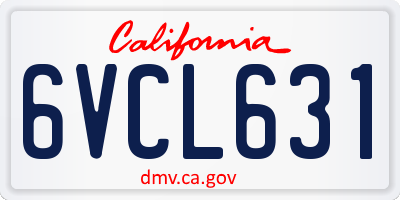 CA license plate 6VCL631
