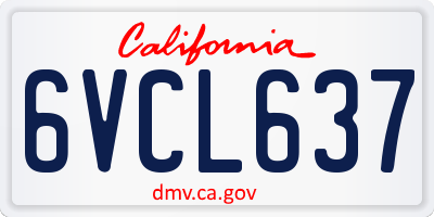 CA license plate 6VCL637