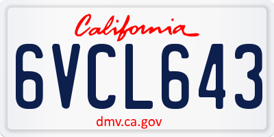CA license plate 6VCL643