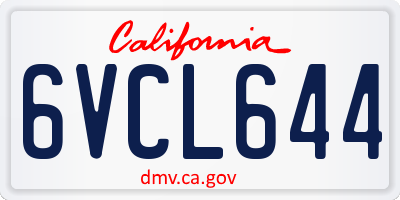 CA license plate 6VCL644