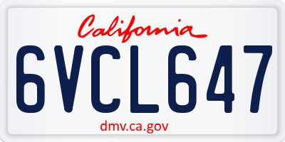CA license plate 6VCL647