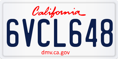 CA license plate 6VCL648