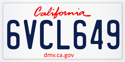 CA license plate 6VCL649