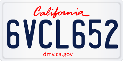 CA license plate 6VCL652