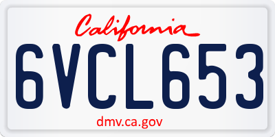 CA license plate 6VCL653
