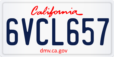 CA license plate 6VCL657