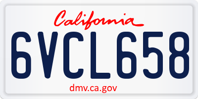 CA license plate 6VCL658
