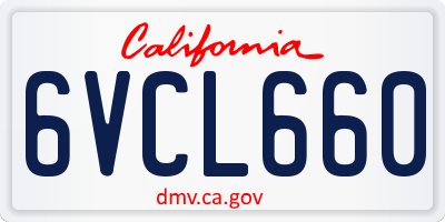 CA license plate 6VCL660