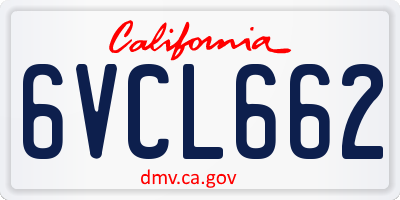 CA license plate 6VCL662