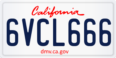 CA license plate 6VCL666