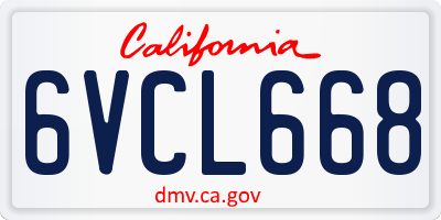 CA license plate 6VCL668
