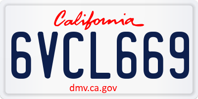 CA license plate 6VCL669