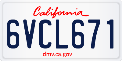 CA license plate 6VCL671
