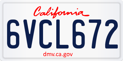 CA license plate 6VCL672