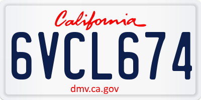 CA license plate 6VCL674