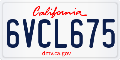 CA license plate 6VCL675