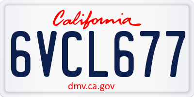 CA license plate 6VCL677