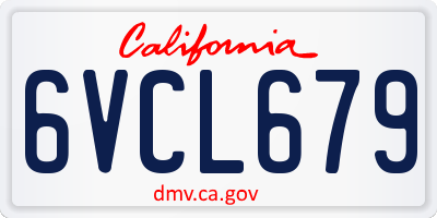 CA license plate 6VCL679