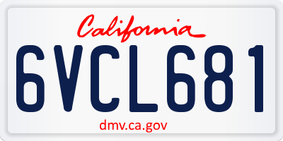 CA license plate 6VCL681